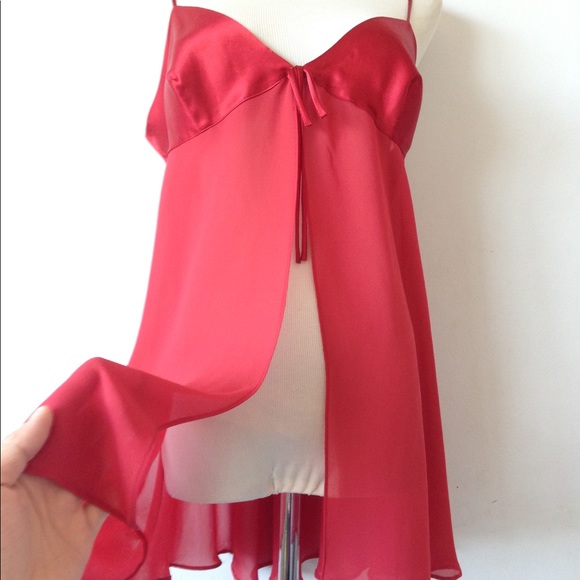 Victoria's Secret Red Chiffon Babydoll Silky Sz M - Picture 5 of 8